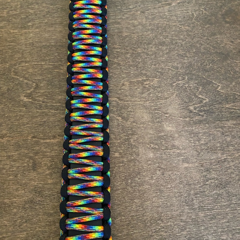 Dog collar black biothane with multi color paracord handcrafted NWT - Picture 7 of 7